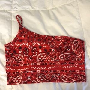 One shoulder crop tank top